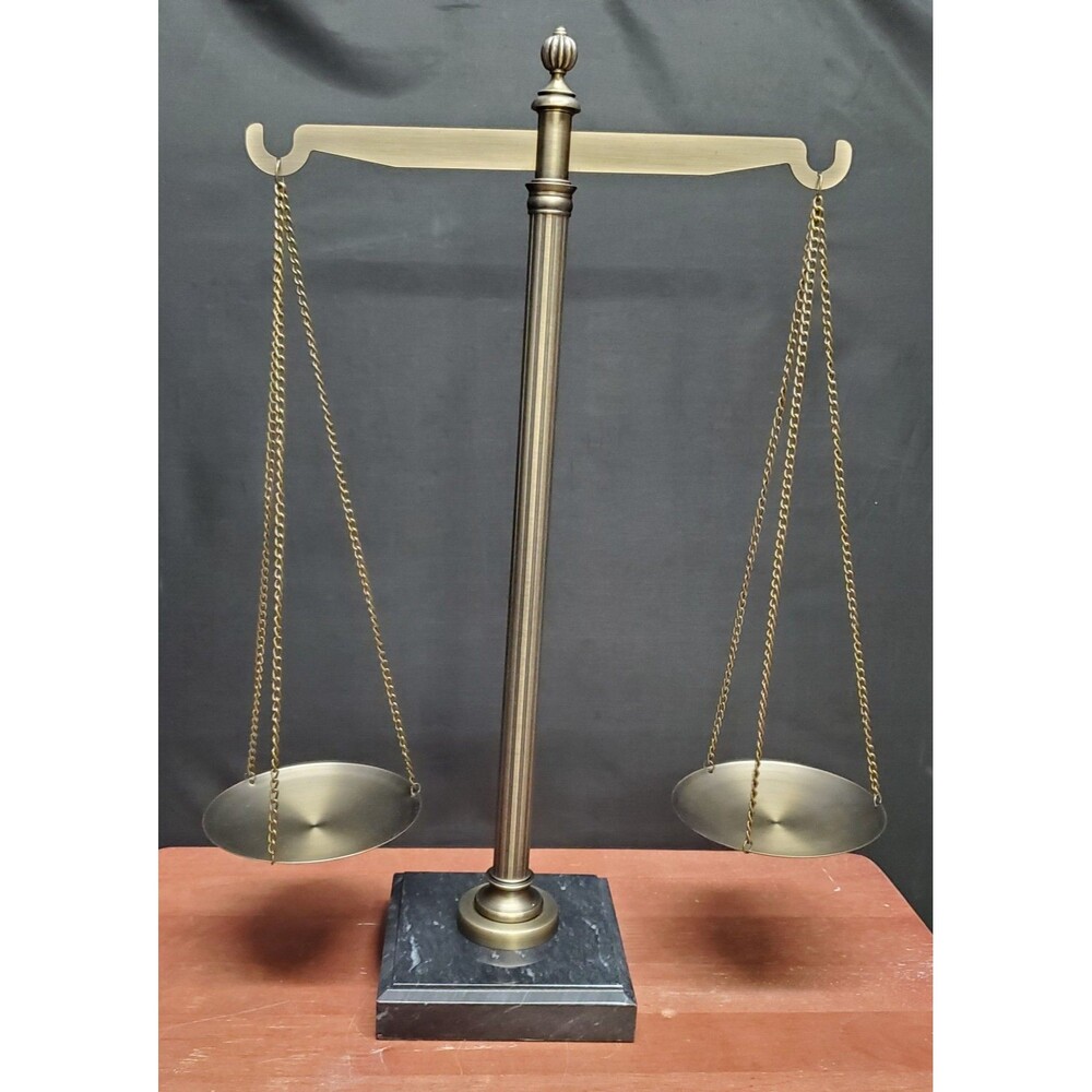 Scales Of Justice Law Decor Marble Antique Brass 19"